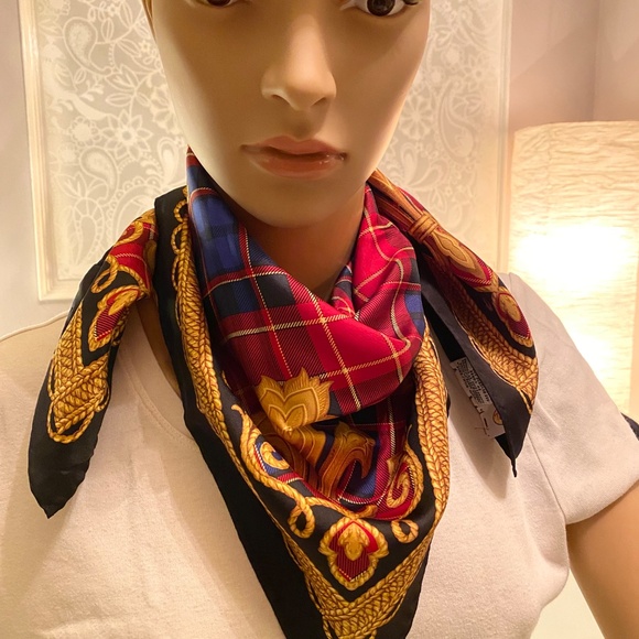 Vintage 80s Talbots Silk Plaid Scarf - Picture 4 of 5